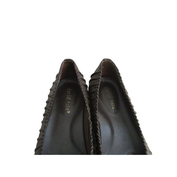 *David Tate Brown Leather Flats Pleated Slip-ons Signature Padded Insoles - Picture 4 of 8